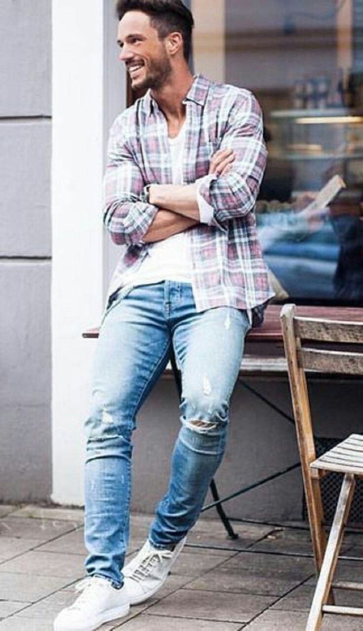 Мужской образ джинсы и рубашка