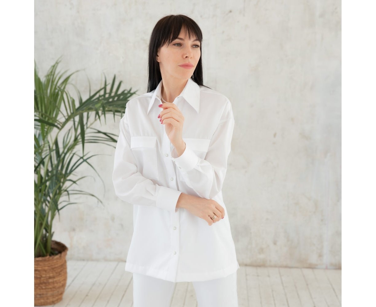 Модная Белая Рубашка Женская 2024 Года