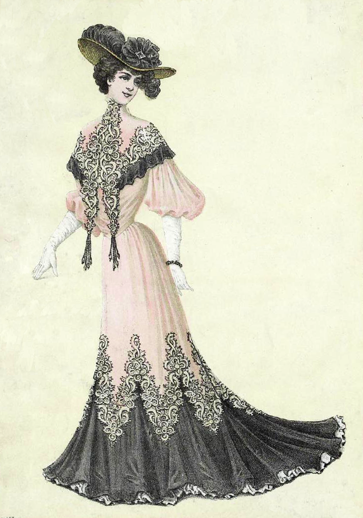Платья 1900-1900 Edwardian. Винтаж Edwardian Dress. Мода Бель Эпок. Костюм стиля Модерн (1890—1913 гг.).