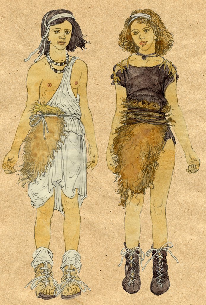Мод первобытный. Одежда древнего человека. Костюмы эпохи неолита. Костюмы древних людей. Женский и мужской костюм эпохи палеолита.