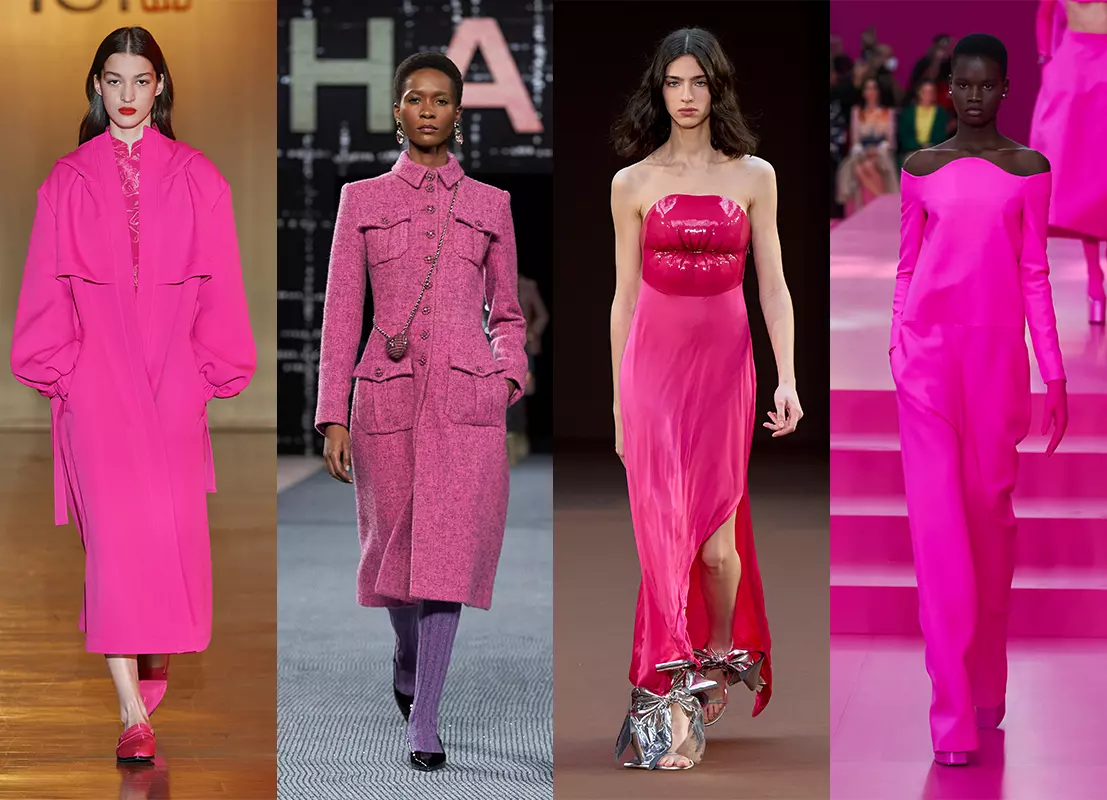 Тенденция весны 2023. Модные костюмы 2023 женские тренды. Розовый цвет в одежде. Модные оттенки розового. Розовое в одежде тренды.