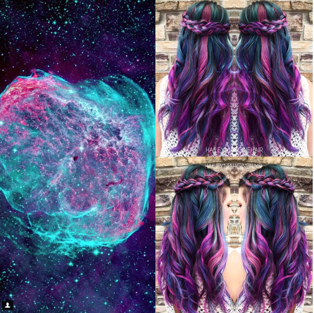 Покраска волос мир космоса. Галакси Хаир. Волосы космос. Космическое окрашивание волос. Космические прически.
