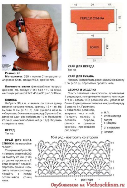 Женский свитер крючком с описанием