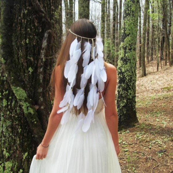 Свадебные украшения для волос с перьями