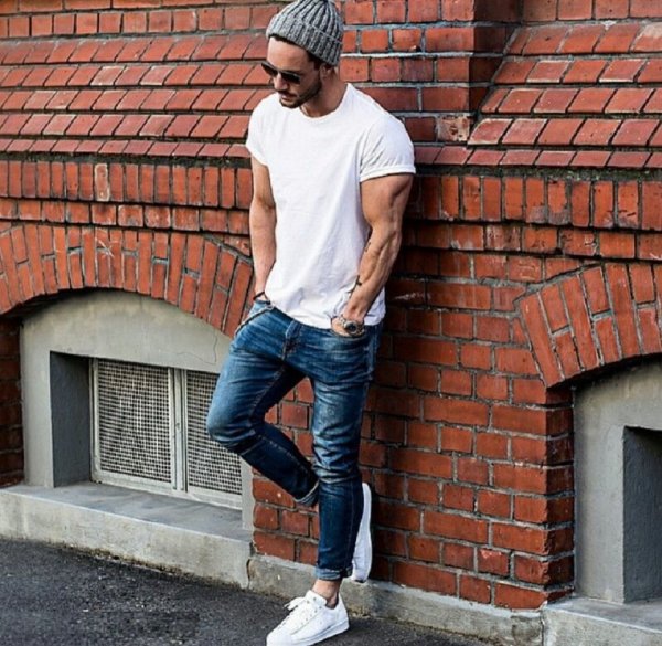Adidas Superstar White с джинсами