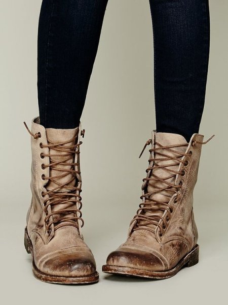 Кожаные ботинки женские на шнуровке Винтаж Риверсайд