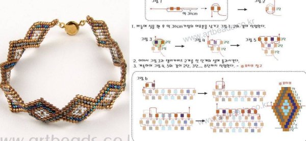 Схемы браслетов из бисера параллельное плетение