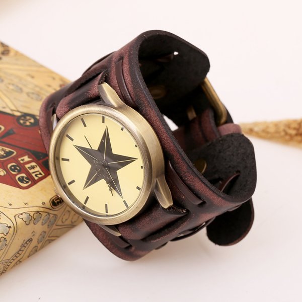 Широкий кожаный браслет для часов