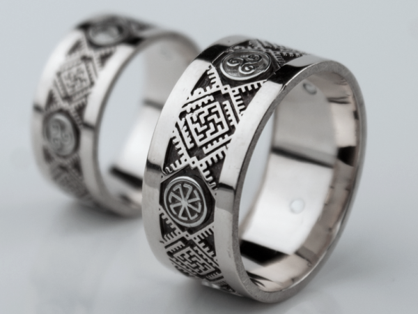 Кольца обручальные старославянские серебро