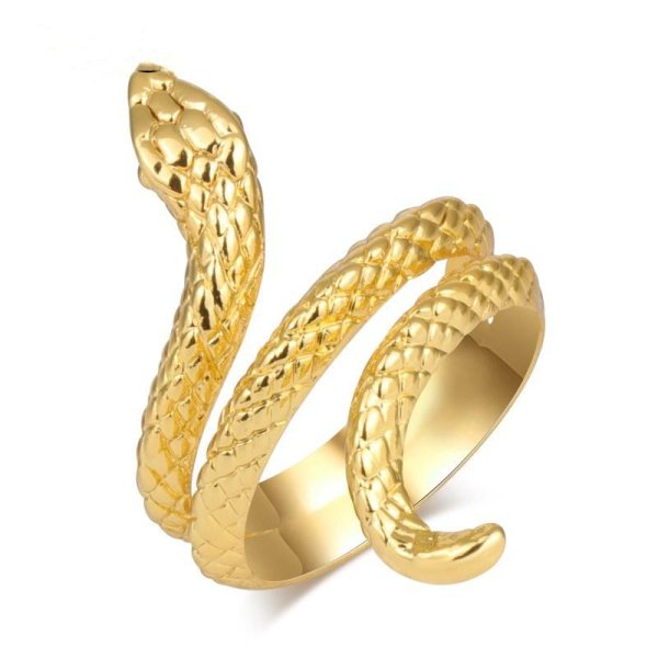 Регулируемое кольцо змея золотое