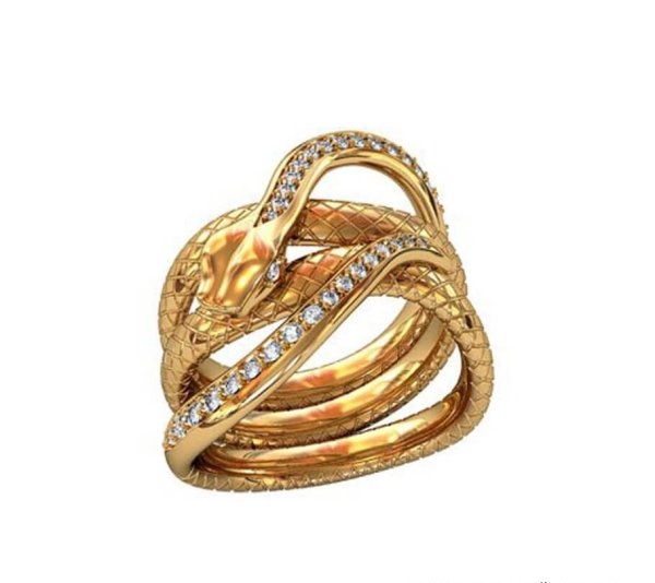 Серебряное кольцо «змея»