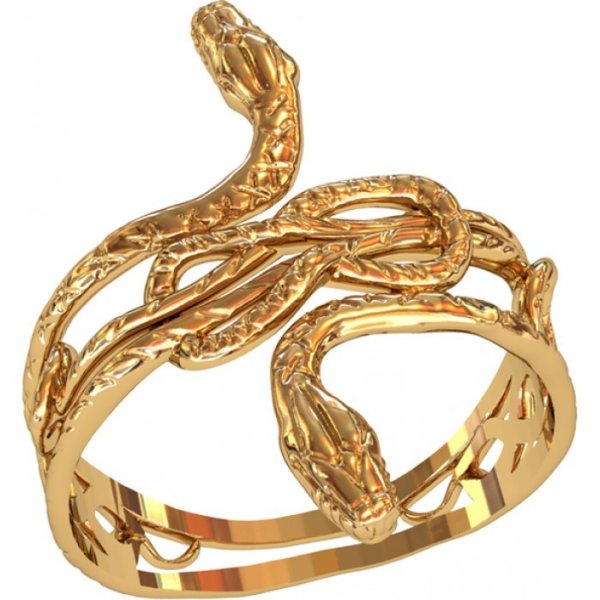 Кольцо змейка, золото 585