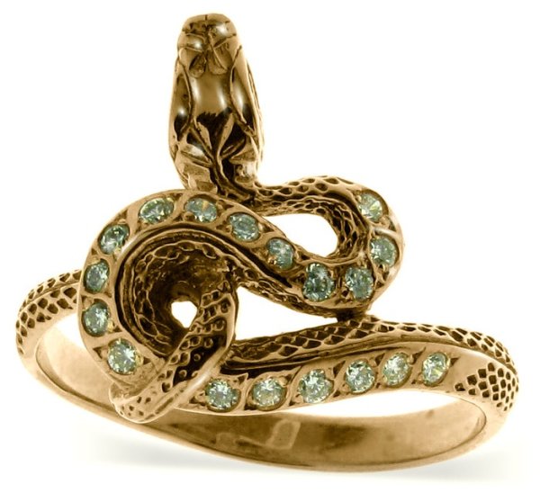Кольцо змея золото