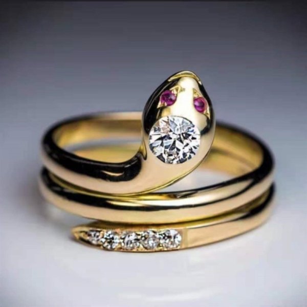 Кольцо змея золото с бриллиантами