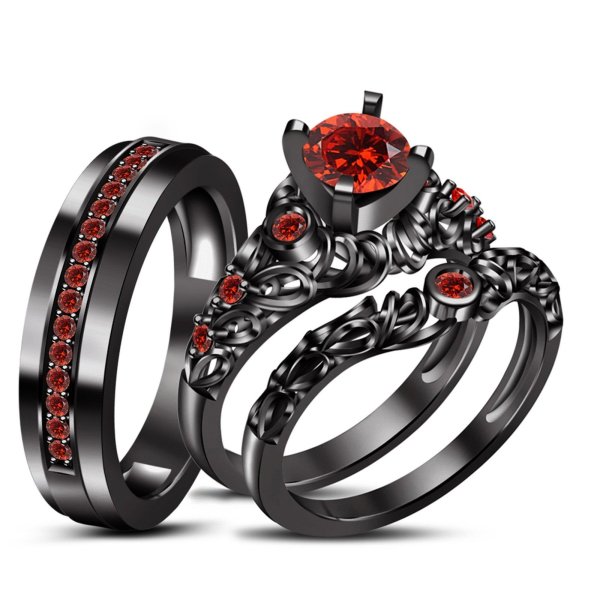Обручальные кольца черно красные