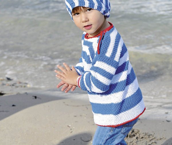 Вязаный пуловер в морском стиле детский