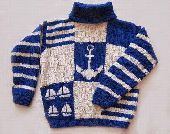 Детский свитер для мальчиков морской тематики