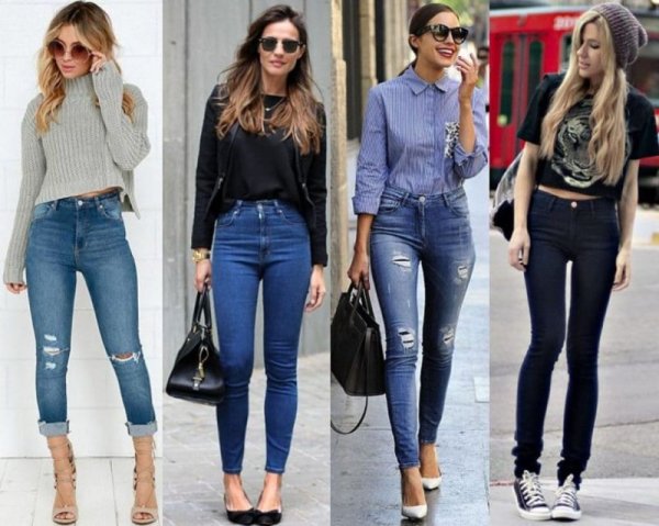 С чем носить джинсы с высокой талией