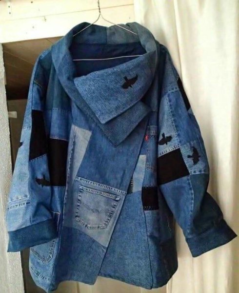 Джинсовое пальто из старых джинсов