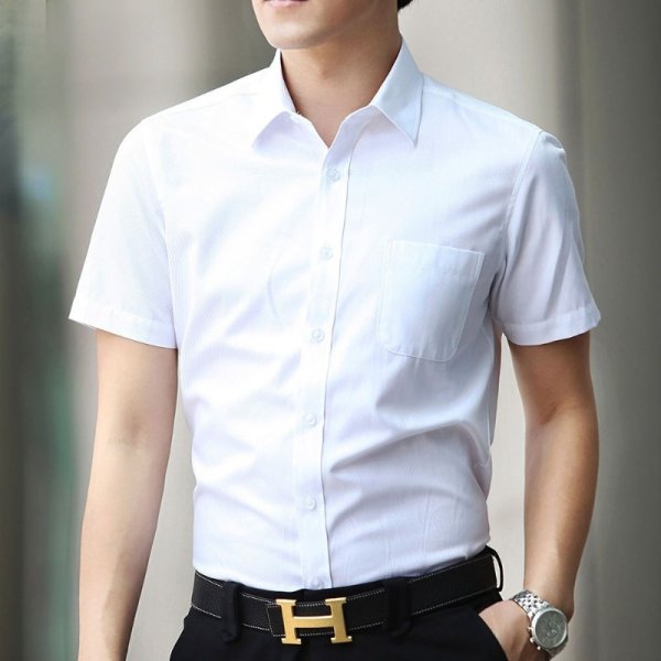 Белая рубашка с коротким рукавом мужская