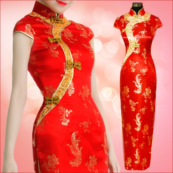 Обтягивающее платье в китайском стиле
