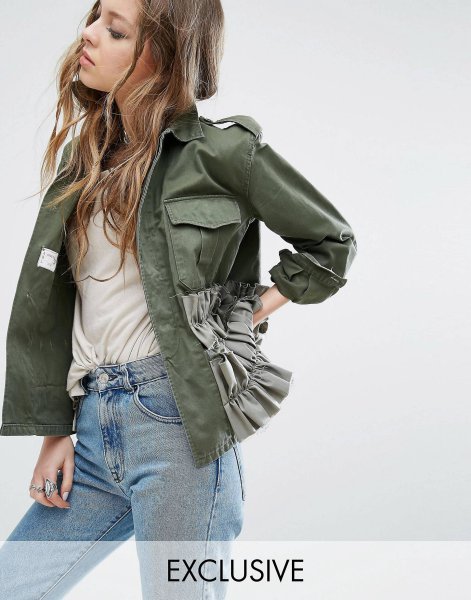 Zara куртка женская милитари