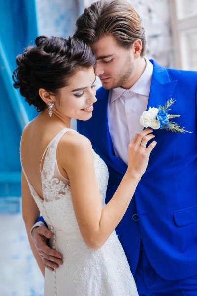 Свадьба в синем цвете жених и невеста