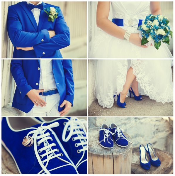 Жених и невеста стиль в синих тонах
