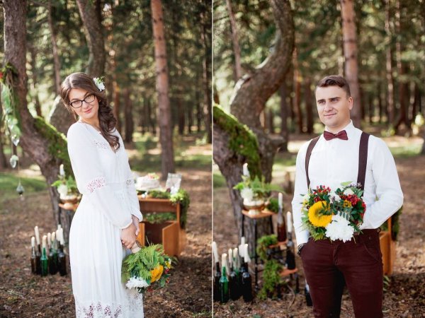 Свадьба в стиле рустик жених и невеста