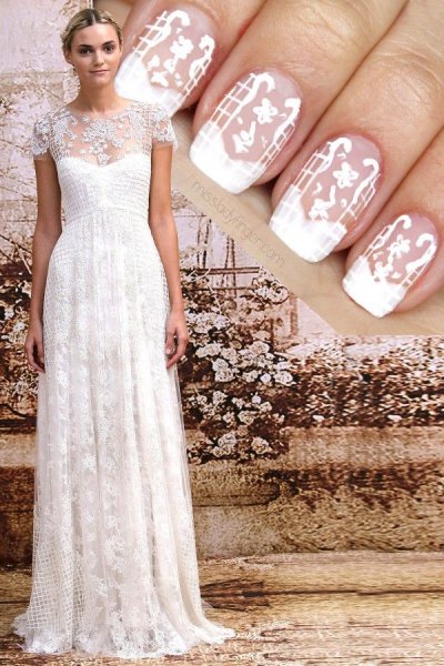 Ногти Свадебные под белое платье