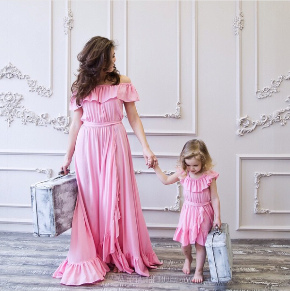 Платье длинное мама дочь