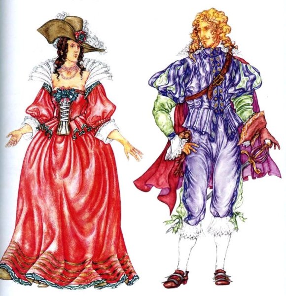 Женский костюм Франция 17 век