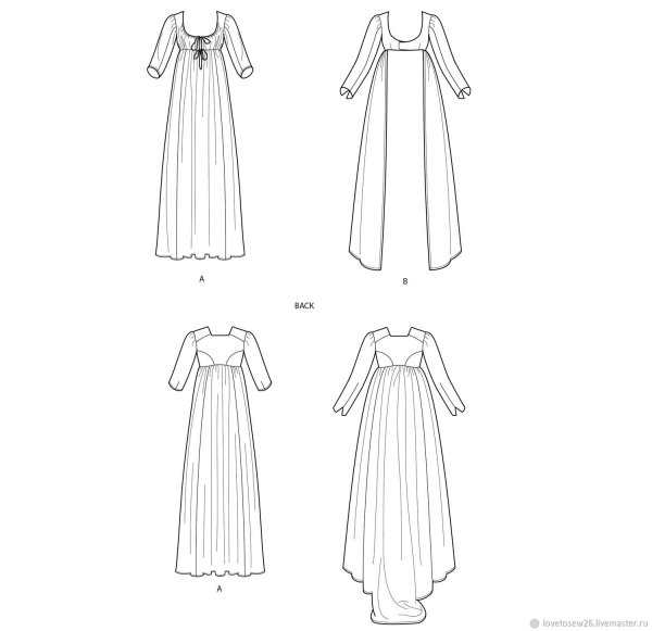 Выкройка платья в стиле Ампир 19 века