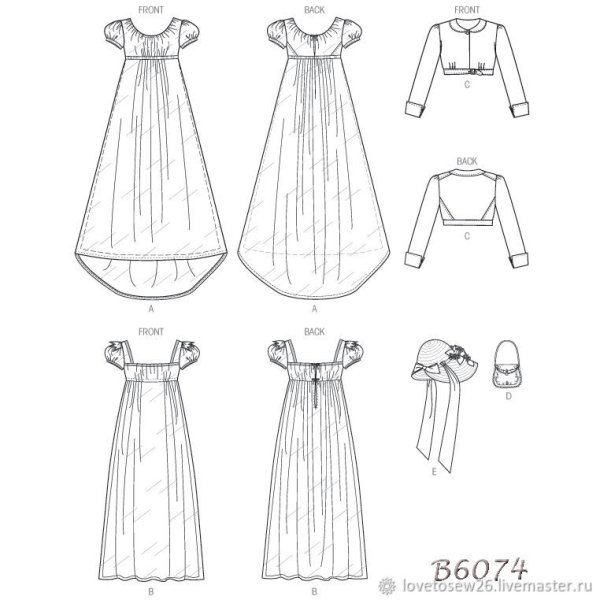 Выкройка платья в стиле Ампир 19 века