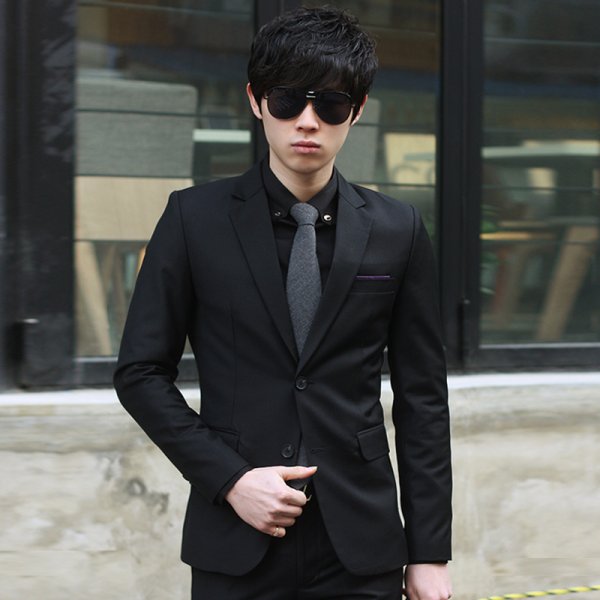 Черный костюм мужской корейский