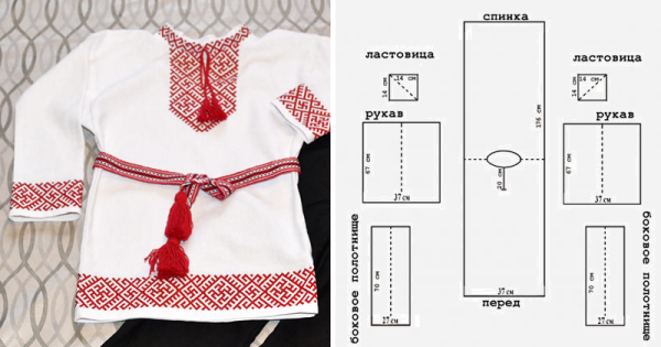 Выкройка русской рубахи косоворотки на мальчика 5 лет
