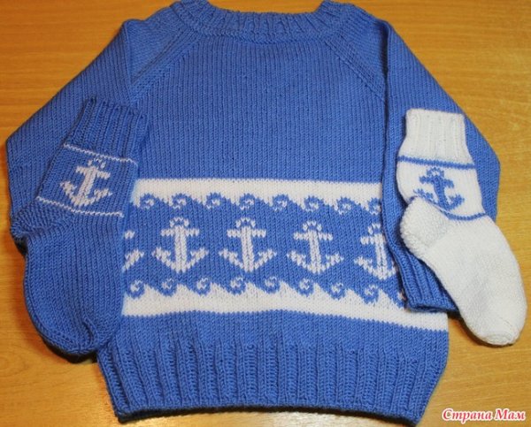 Морской свитер для мальчика спицами