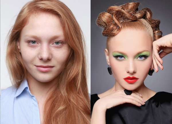 Подиумный макияж до и после