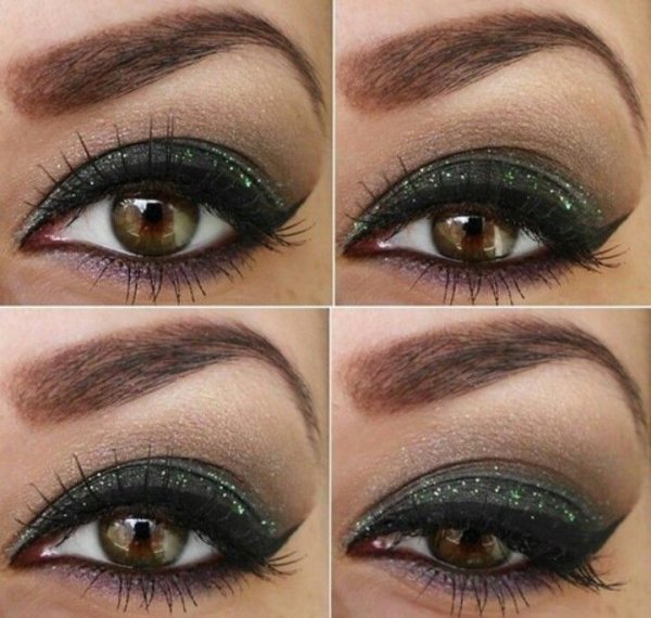 Зеленый макияж для карих глаз