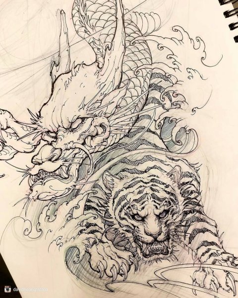 Иредзуми тигр и дракон