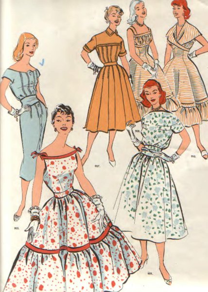 Фасоны платьев 50-60 годов